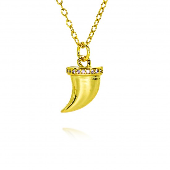 Wholesale of cross-border European and American ins style and personality wolf-tooth pendant necklaces, collarbone chains, copper plated 18k gold pendant necklaces Wholesale of cross-border European and American ins style and personality wolf-tooth pendant necklaces, collarbone chains, copper plated 18k gold pendant necklaces