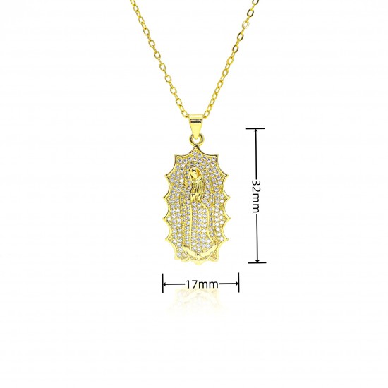 Xiyin is selling a zircon pendant necklace of a European and American cross-border religious statue with a collarbone chain and a goddess of God, plated with 18k gold Xiyin is selling a zircon pendant necklace of a European and American cross-border religious statue with a collarbone chain and a goddess of God, plated with 18k gold