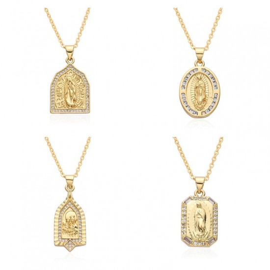 In Europe and America, cross-border religious copper slightly inlaid zircon pendant women's jewelry, the Virgin Mary necklace, is popular In Europe and America, cross-border religious copper slightly inlaid zircon pendant women's jewelry, the Virgin Mary necklace, is popular