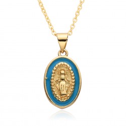European and American cross-border religious oval oil drop pendant, women's jewelry, God Jesus, Virgin Mary necklace