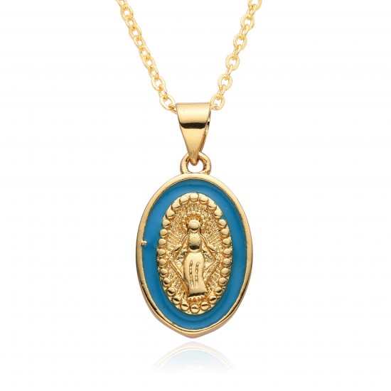 European and American cross-border religious oval oil drop pendant, women's jewelry, God Jesus, Virgin Mary necklace European and American cross-border religious oval oil drop pendant, women's jewelry, God Jesus, Virgin Mary necklace