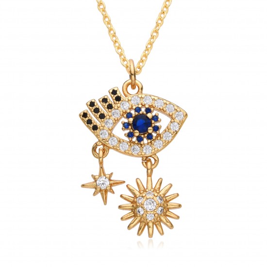 Wholesale from Europe and America cross-border new multi-form Devil's Eye oil-dripping necklace with slightly set pendant neck accessory Wholesale from Europe and America cross-border new multi-form Devil's Eye oil-dripping necklace with slightly set pendant neck accessory