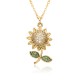 New European and American light luxury full-diamond zircon sunflower flower pendant necklace for women, simple and niche collarbone chain accessory New European and American light luxury full-diamond zircon sunflower flower pendant necklace for women, simple and niche collarbone chain accessory