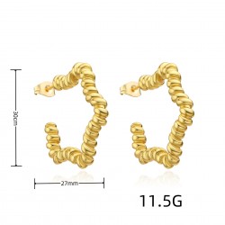 European and American style metal spiral five-pointed star earrings spring and summer new trendy, simple, individual and fashionable star-shaped ear rings and earrings