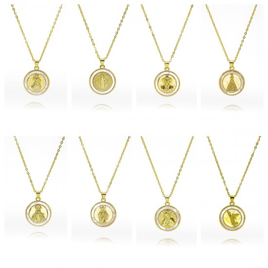 European and American cross-border religious personality statue collarbone chain Zircon eco-friendly copper pendant necklace copper plated 18k G395 European and American cross-border religious personality statue collarbone chain Zircon eco-friendly copper pendant necklace copper plated 18k G395