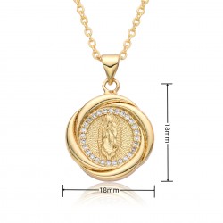 European and American cross-border religious personality statue collarbone chain Zircon eco-friendly copper pendant necklace, copper plated 18kC151