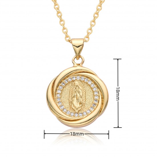 European and American cross-border religious personality statue collarbone chain Zircon eco-friendly copper pendant necklace, copper plated 18kC151 European and American cross-border religious personality statue collarbone chain Zircon eco-friendly copper pendant necklace, copper plated 18kC151