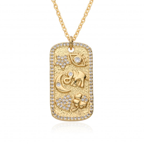 18k gold-plated, slightly set zircon square one-line screw, exquisite pattern pendant, a popular, personalized and fashionable necklace in Europe and America 18k gold-plated, slightly set zircon square one-line screw, exquisite pattern pendant, a popular, personalized and fashionable necklace in Europe and America