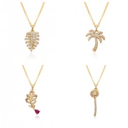 European and American simple and fashionable coconut tree necklace, Instagram niche design, five-pointed star leaf pendant, collarbone chain