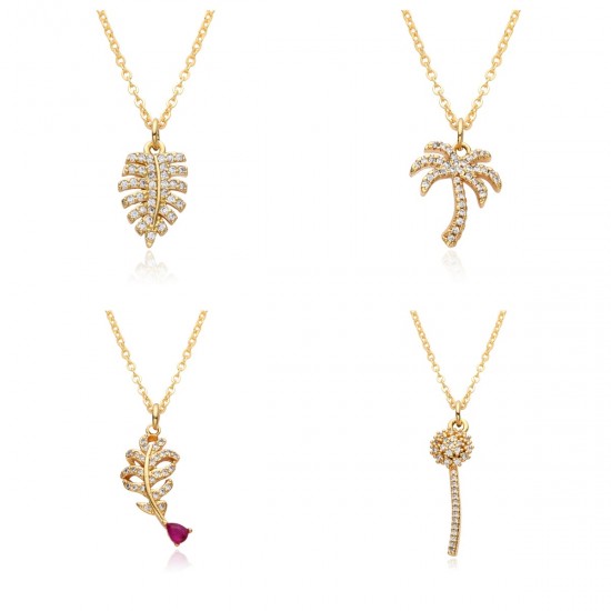 European and American simple and fashionable coconut tree necklace, Instagram niche design, five-pointed star leaf pendant, collarbone chain European and American simple and fashionable coconut tree necklace, Instagram niche design, five-pointed star leaf pendant, collarbone chain