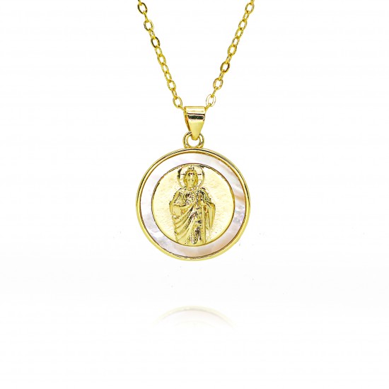 European and American cross-border religious personality statue collarbone chain Zircon eco-friendly copper pendant necklace copper plated 18k G395 European and American cross-border religious personality statue collarbone chain Zircon eco-friendly copper pendant necklace copper plated 18k G395