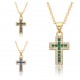 Exaggerated street trend hip-hop sweet and cool style, slightly inlaid colorful cross necklace pendant, personalized and versatile collarbone chain Exaggerated street trend hip-hop sweet and cool style, slightly inlaid colorful cross necklace pendant, personalized and versatile collarbone chain