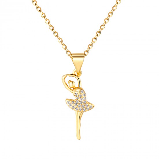 Wholesale of popular European and American cross-border ins style ballerina women's versatile light luxury cross-shaped chain inlaid necklaces Wholesale of popular European and American cross-border ins style ballerina women's versatile light luxury cross-shaped chain inlaid necklaces