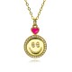 Smiling face style foreign trade micro-set smiling face pendant, collarbone chain, female drop, peach heart, smiling color pendant necklace Smiling face style foreign trade micro-set smiling face pendant, collarbone chain, female drop, peach heart, smiling color pendant necklace