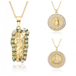 European and American cross-border religious personality deity collarbone chain Zircon eco-friendly copper material pendant necklace copper plated 18kg 069