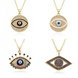 European and American cross-border evil eye necklace Zircon oil drop brass gold-plated Bohemian Devil Eye pendant