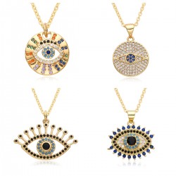 Wholesale from Europe and America cross-border new multi-form Devil's Eye oil-dripping necklace with slightly set pendant neck accessory