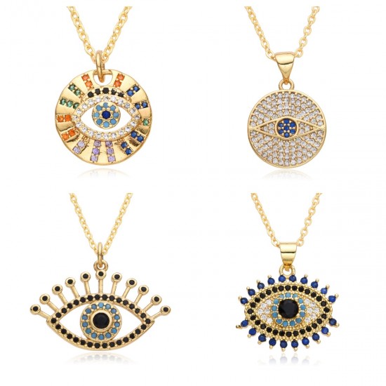 Wholesale from Europe and America cross-border new multi-form Devil's Eye oil-dripping necklace with slightly set pendant neck accessory Wholesale from Europe and America cross-border new multi-form Devil's Eye oil-dripping necklace with slightly set pendant neck accessory