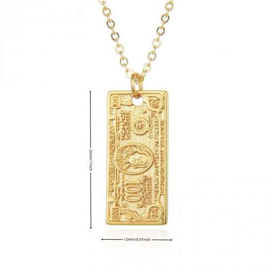 Wholesale trend of $100 US dollar pendant necklaces, gold and silver hip-hop collarbone chain necklaces in cross-border fashion from Europe and America Wholesale trend of $100 US dollar pendant necklaces, gold and silver hip-hop collarbone chain necklaces in cross-border fashion from Europe and America