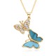 2023 new cross-border two-butterfly pendant necklace from Europe, America and South Korea, women's electroplated and slightly set exquisite jewelry 2023 new cross-border two-butterfly pendant necklace from Europe, America and South Korea, women's electroplated and slightly set exquisite jewelry