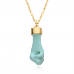 Colored natural stone fist pendant, natural crystal rough stone pendant, neckband, natural stone fist necklace