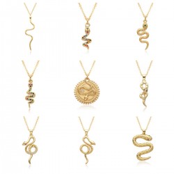 18k copper gold-plated cross-border trade popular accessory from Europe and America, snake-shaped element pendant, personalized, fashionable and retro snake pendant