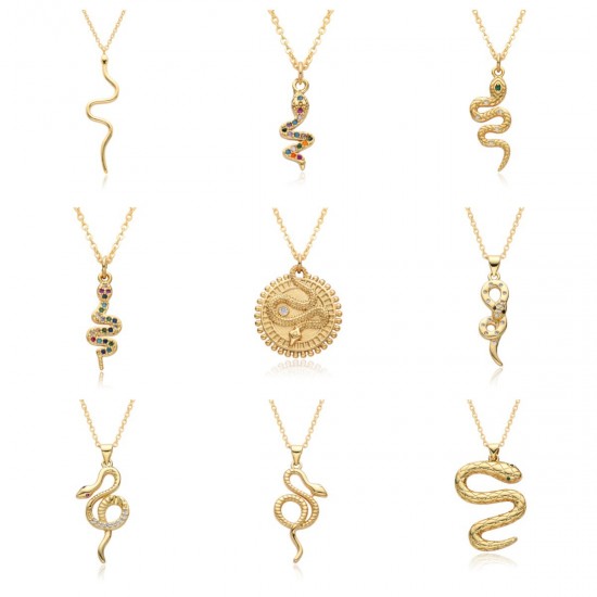 18k copper gold-plated cross-border trade popular accessory from Europe and America, snake-shaped element pendant, personalized, fashionable and retro snake pendant 18k copper gold-plated cross-border trade popular accessory from Europe and America, snake-shaped element pendant, personalized, fashionable and retro snake pendant