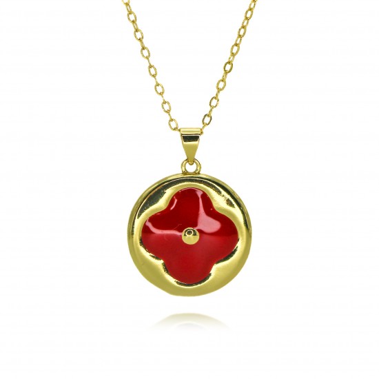 High-quality copper plated with 18K gold, exquisitely crafted natural mother-of-pearl four-leaf clover monogram necklace, women's light luxury style ins collarbone chain High-quality copper plated with 18K gold, exquisitely crafted natural mother-of-pearl four-leaf clover monogram necklace, women's light luxury style ins collarbone chain