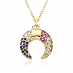 A zircon fashionable gold-plated geometric circular star and moon necklace from Europe and America