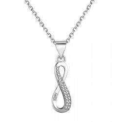 A simple InS-style women's geometric infinity symbol 8-shaped short diamond-encrusted gold and silver round necklace