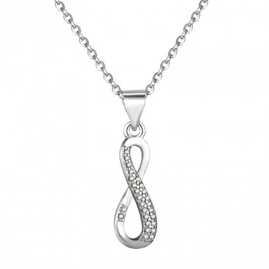 A simple InS-style women's geometric infinity symbol 8-shaped short diamond-encrusted gold and silver round necklace A simple InS-style women's geometric infinity symbol 8-shaped short diamond-encrusted gold and silver round necklace