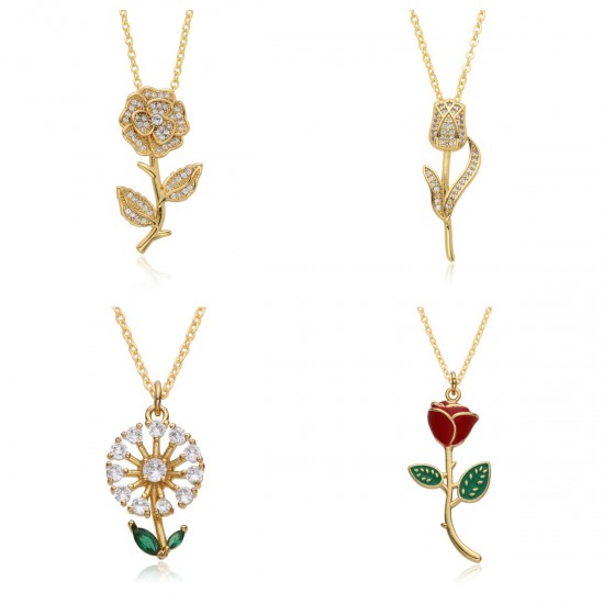 New European and American products in the ins style, popular on Amazon, fashionable and individual Rose women's 18k pendant necklace hair styling New European and American products in the ins style, popular on Amazon, fashionable and individual Rose women's 18k pendant necklace hair styling
