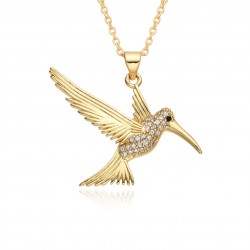 Cross-border new gold-plated bird necklace, elegant accessory, full of diamonds, unique and versatile, fashionable Instagram collarbone chain for women