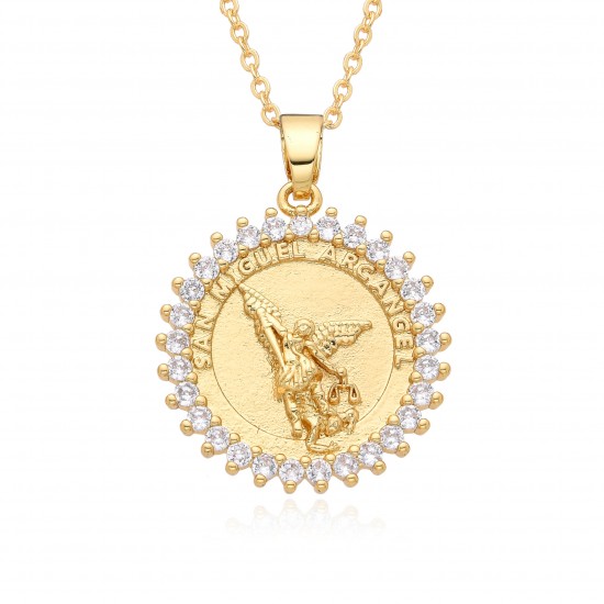 European and American ins simple Virgin Mary necklace for men and women, fashionable gold with zirconium lace and hollowed-out pendant that does not fade European and American ins simple Virgin Mary necklace for men and women, fashionable gold with zirconium lace and hollowed-out pendant that does not fade