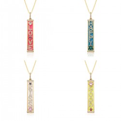 MOM European and American fashion item accessories, colored zircon KISS pendants, Instagram cold style jewelry boxes and chains wholesale