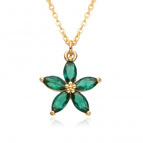 A new cross-border multi-color crystal zirconium plum blossom pendant with copper plating of 18K real gold, a high-end European and American style light luxury necklace A new cross-border multi-color crystal zirconium plum blossom pendant with copper plating of 18K real gold, a high-end European and American style light luxury necklace