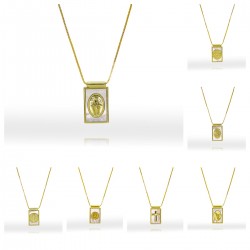 Cross-border best-selling European-style Saint Guadalupe necklace, women's light luxury natural shell square tag pendant jewelry on Instagram