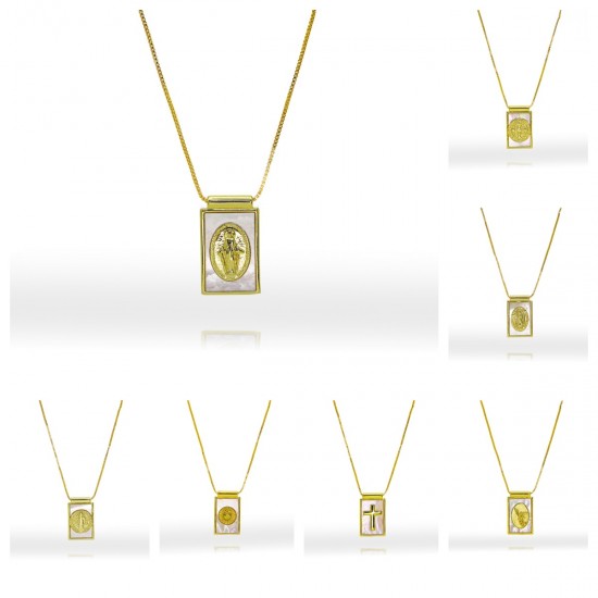 Cross-border best-selling European-style Saint Guadalupe necklace, women's light luxury natural shell square tag pendant jewelry on Instagram Cross-border best-selling European-style Saint Guadalupe necklace, women's light luxury natural shell square tag pendant jewelry on Instagram