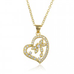 Cross-border hot-selling personalized and fashionable heart-shaped diamond-shaped rose dragonfly butterfly pendant collarbone couple necklace