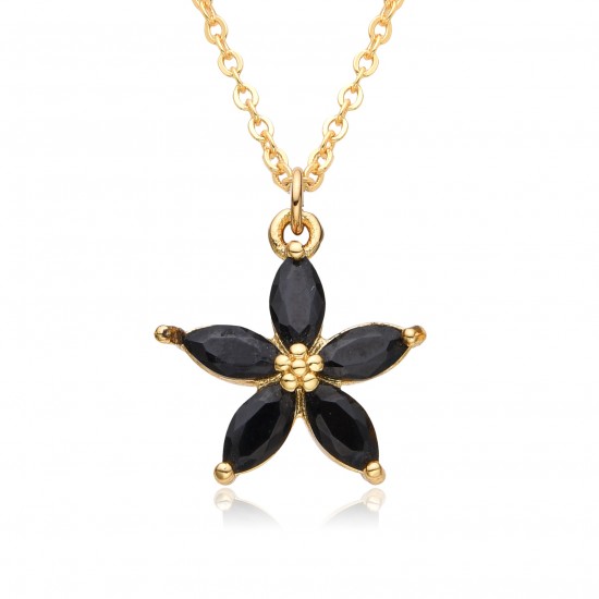A new cross-border multi-color crystal zirconium plum blossom pendant with copper plating of 18K real gold, a high-end European and American style light luxury necklace A new cross-border multi-color crystal zirconium plum blossom pendant with copper plating of 18K real gold, a high-end European and American style light luxury necklace
