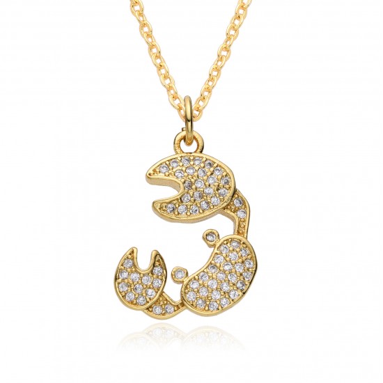 New European and American popular fashion ins style slightly set cute colorful diamonds full diamond crab pendant necklace accessory New European and American popular fashion ins style slightly set cute colorful diamonds full diamond crab pendant necklace accessory