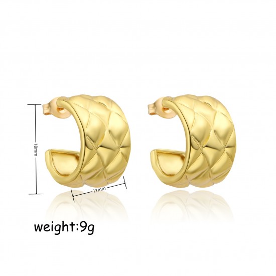 Copper-plated 18K real gold semi-circular geometric stud earrings with European and American metallic style, niche design sense, high-end light luxury earring accessories Copper-plated 18K real gold semi-circular geometric stud earrings with European and American metallic style, niche design sense, high-end light luxury earring accessories