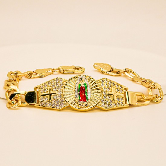 The 2025 new product, the Virgin Mary style, exudes a sense of high-end light luxury. It is a copper slightly inlaid zircon oil-dripping bracelet, a fashionable and niche birthday gift The 2025 new product, the Virgin Mary style, exudes a sense of high-end light luxury. It is a copper slightly inlaid zircon oil-dripping bracelet, a fashionable and niche birthday gift