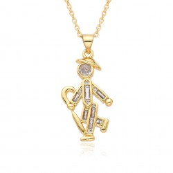 Niche design couple necklaces, zircon angel pendants for little boys and girls, collarbone chains, birthday gifts for your girlfriend