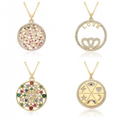 Simple ins hollowed-out round slightly set pendant necklace for Korean girls, trendy and niche student necklace G230