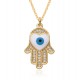 New cross-border Turkish Devil's Eye men's and women's necklaces from Europe and America, gold-plated palm oil eye Fatima pendant New cross-border Turkish Devil's Eye men's and women's necklaces from Europe and America, gold-plated palm oil eye Fatima pendant
