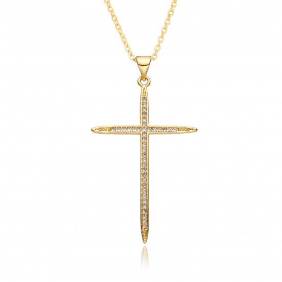 A popular retro rhinestone cross pendant necklace from Europe and America, a creative women's fashion pendant collarbone chain A popular retro rhinestone cross pendant necklace from Europe and America, a creative women's fashion pendant collarbone chain