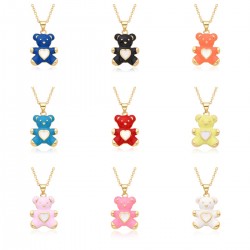 Cross-border supply: Simple and fashionable oil-dripping bear pendant, copper-plated real gold personalized necklace, new style from Europe and America
