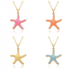 A new, personalized copper gold-plated ocean-style starfish slightly set pendant Bohemian-style women's necklace from Europe and America