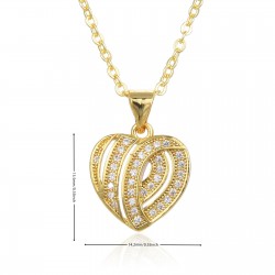 European and American jewelry, fashionable diamond-encrusted striped heart-shaped pendant necklace, women's collarbone chain, zircon CZ sweater chain design sense